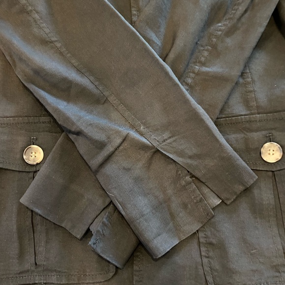 THEORY Black Linen Military Style Blazer - Picture 4 of 7